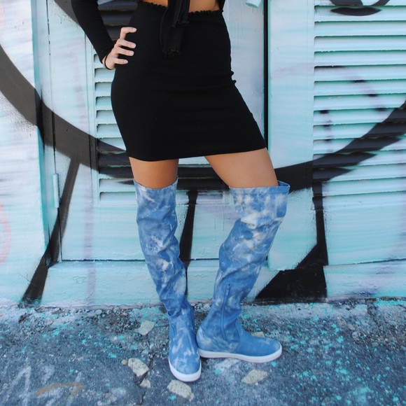 Crushed denim sneaker boot - Picture 2 of 3